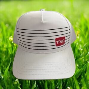 TORO Ball Cap Hat White Black Red Logo Adjustable SnapBack Trucker CAP